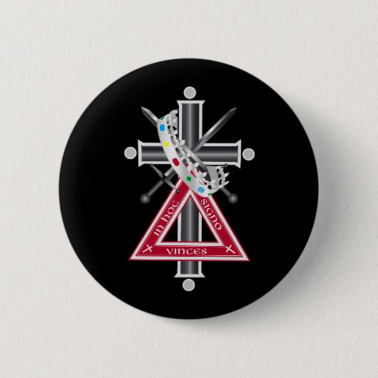 Freemasonkruis Ronde Button 5,7 Cm (Voorkant)