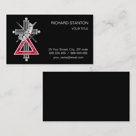 Freemasonkruis Visitekaartje (Voorkant / Achterkant)