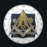 Freemasonry Emblem Dartbord<br><div class="desc">Vierkant, kompas en iedereen die oog ziet</div>