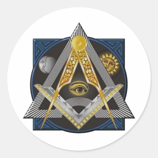 Freemasonry Emblem Ronde Sticker (Voorkant)