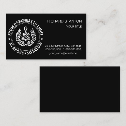 Freemasonry emblem visitekaartje (Voorkant / Achterkant)