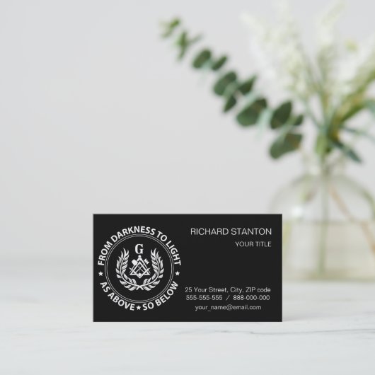 Freemasonry emblem visitekaartje (Staand voorkant)