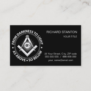 Freemasonry emblem visitekaartje