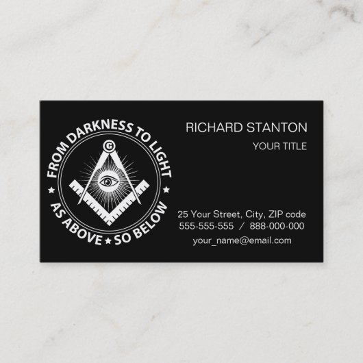 Freemasonry emblem visitekaartje (Voorkant)