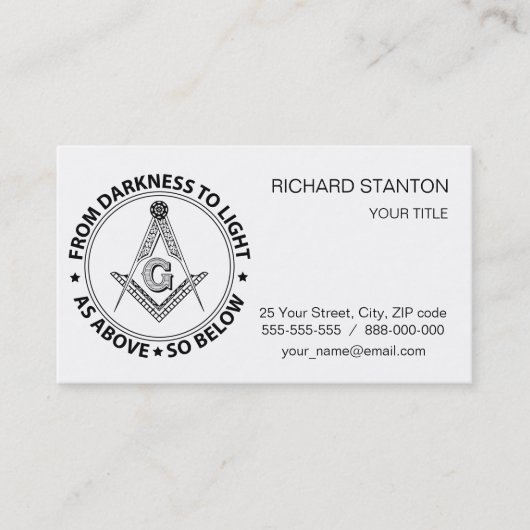 Freemasonry emblem visitekaartje (Voorkant)