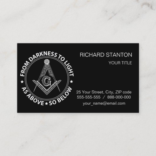 Freemasonry emblem visitekaartje (Voorkant)