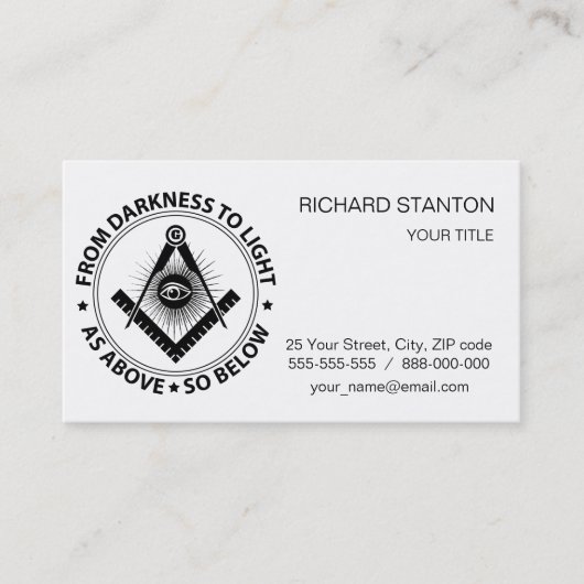 Freemasonry emblem visitekaartje (Voorkant)