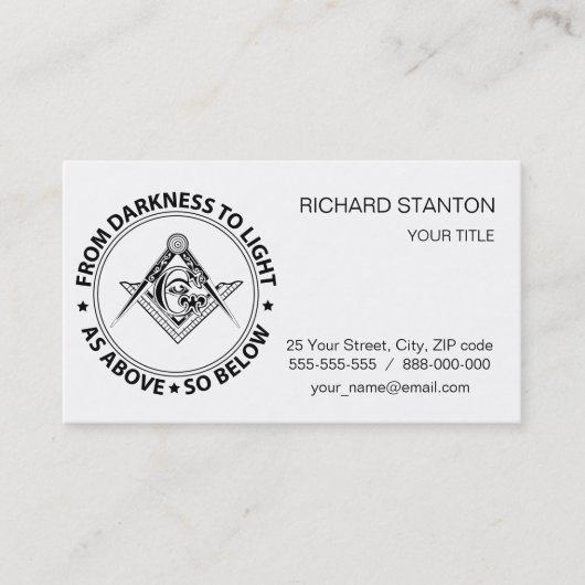 Freemasonry emblem visitekaartje (Voorkant)