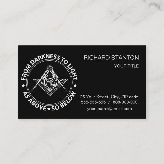 Freemasonry emblem visitekaartje (Voorkant)
