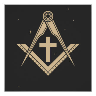 Freemasonry symbol  and cross in the universe  perfect poster