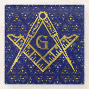 Freemasonry-symbool Square and Compass Glazen Onderzetter