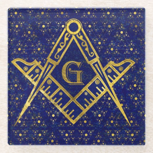 Freemasonry-symbool Square and Compass Glazen Onderzetter (Voorkant)