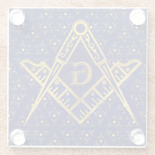 Freemasonry-symbool Square and Compass Glazen Onderzetter (Achterkant)