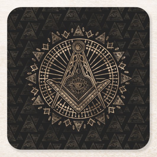 Freemasonry-symbool Square and Compass Kartonnen Onderzetters (Voorkant)
