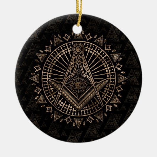 Freemasonry-symbool Square and Compass Keramisch Ornament (Voorkant)