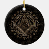 Freemasonry-symbool Square and Compass Keramisch Ornament (Achterkant)