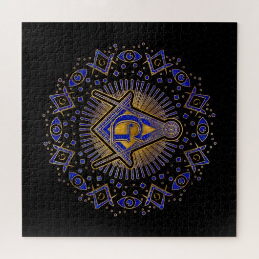 Freemasonry-symbool Square and Compass Legpuzzel (Horizontaal)