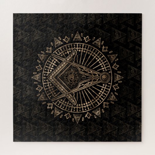 Freemasonry-symbool Square and Compass Legpuzzel (Horizontaal)