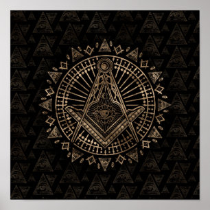 Freemasonry-symbool Square and Compass Poster