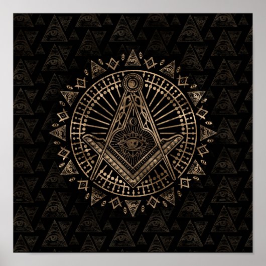Freemasonry-symbool Square and Compass Poster (Voorkant)