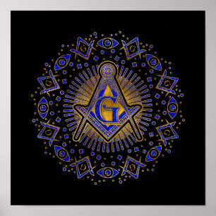 Freemasonry-symbool Square and Compass Poster