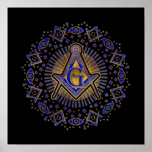 Freemasonry-symbool Square and Compass Poster (Voorkant)