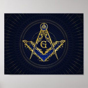 Freemasonry-symbool Square and Compass Poster