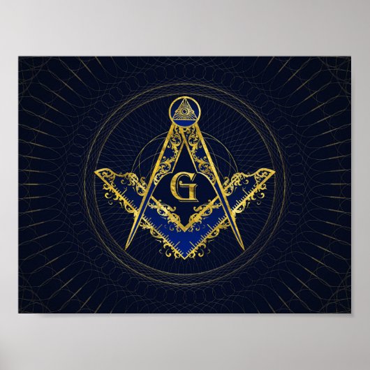 Freemasonry-symbool Square and Compass Poster (Voorkant)