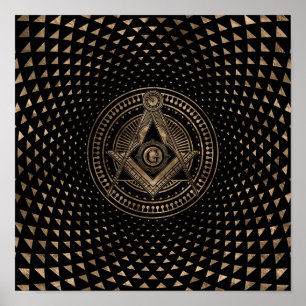 Freemasonry-symbool Square and Compass Poster