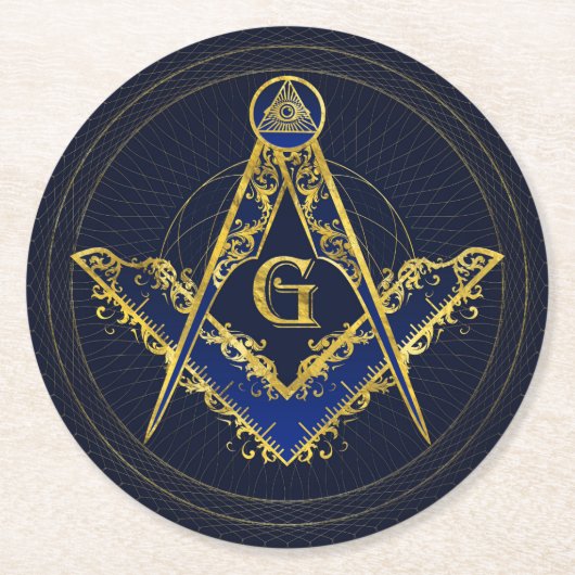 Freemasonry-symbool Square and Compass Ronde Kartonnen Onderzetter (Voorkant)