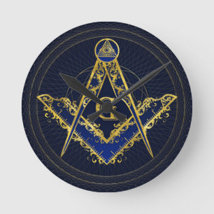 Freemasonry-symbool Square and Compass Ronde Klok
