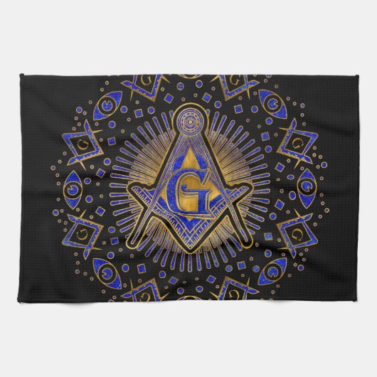 Freemasonry-symbool Square and Compass Theedoek (Horizontaal)