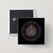 Freemasonry-symbool Square and Compass Vierkante Button 5,1 Cm (Voorkant /achterkant)