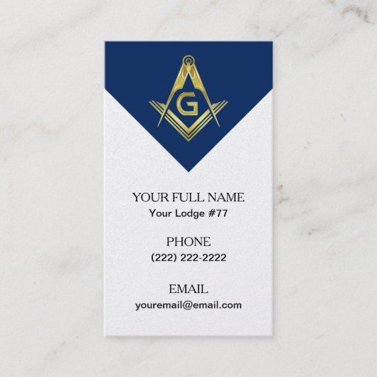 Freemasonry Visitekaartjes, Masonic Blue Navy Gold Visitekaartje (Voorkant)