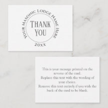 Freemasons Masonic Dames nacht Dank u voor de auto