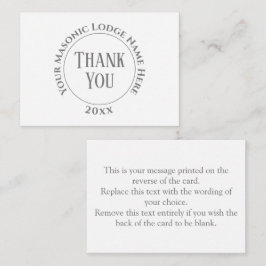 Freemasons Masonic Dames nacht Dank u voor de auto Notitiekaartje