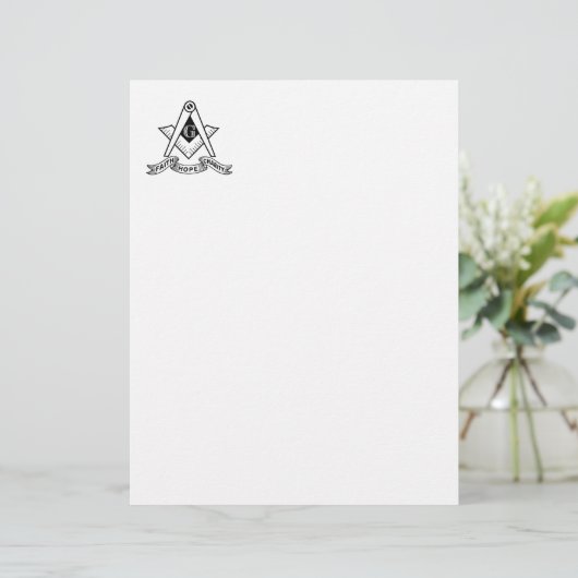 Freemasonsymbool Briefhoofd (Staand voorkant)
