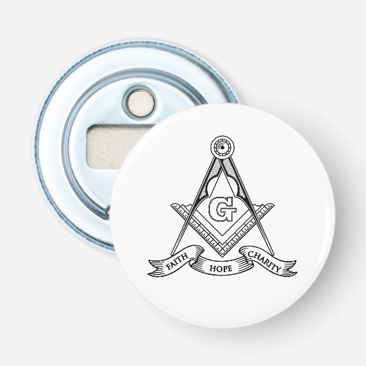 Freemasonsymbool Button Flesopener (Voorkant)