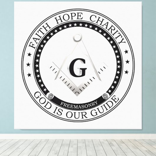 Freemasonsymbool Canvas Afdruk (Insitu (Houten vloer))
