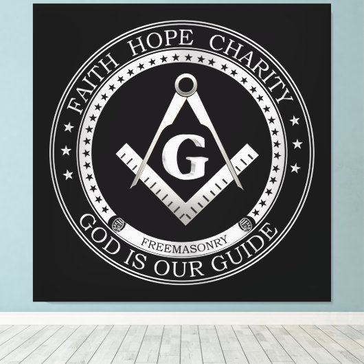 Freemasonsymbool Canvas Afdruk (Insitu (Houten vloer))