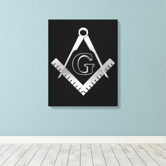 Freemasonsymbool Canvas Afdruk (Insitu (Houten vloer))