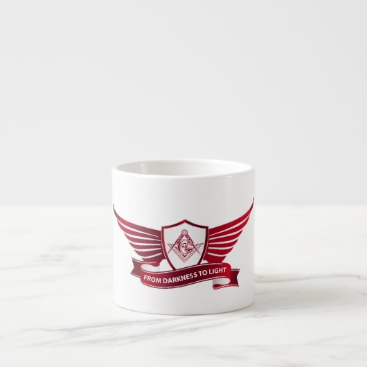 Freemasonsymbool en afscherming espresso kop (Voorkant)