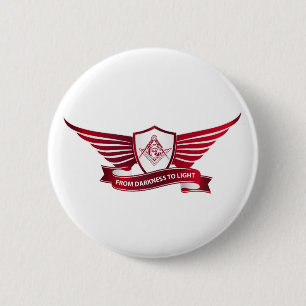 Freemasonsymbool en afscherming ronde button 5,7 cm