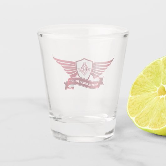 Freemasonsymbool en afscherming shot glas (Achterkant)