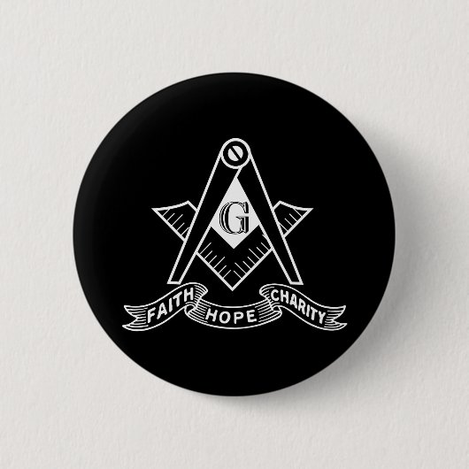 Freemasonsymbool Ronde Button 5,7 Cm (Voorkant)