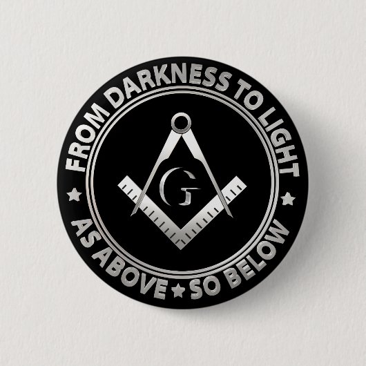 Freemasonsymbool Ronde Button 5,7 Cm (Voorkant)