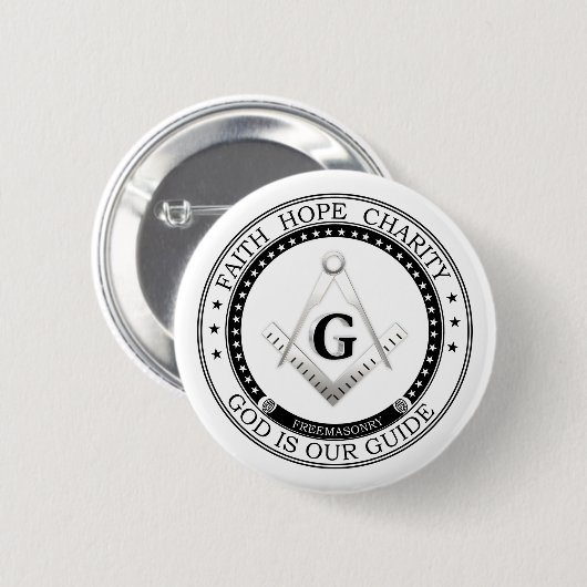 Freemasonsymbool Ronde Button 5,7 Cm (Voorkant /achterkant)