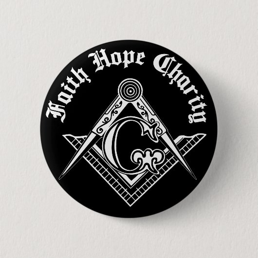 Freemasonsymbool Ronde Button 5,7 Cm (Voorkant)
