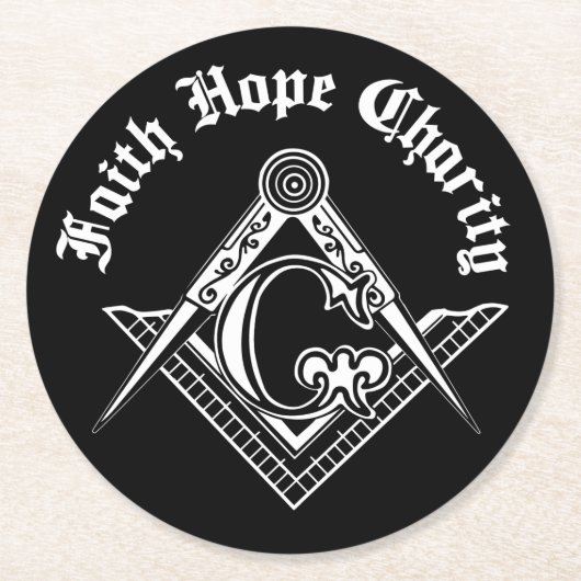 Freemasonsymbool Ronde Kartonnen Onderzetter (Voorkant)