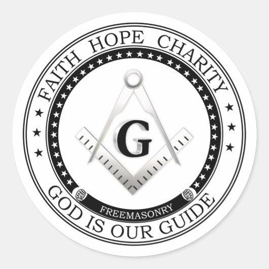 Freemasonsymbool Ronde Sticker (Voorkant)